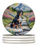Greater Swiss Mountain Dog Spring Path Large Sandstone Coasters Pack Of 4 Absorbent Round Coasters Decor Gifts For Men Or Women, 4 In, Multicolor_maomaolike.com