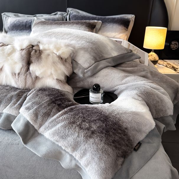 Maillard Series Rabbit Fur Patchwork Four-Piece Set_maomaolike.com