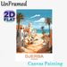 Djerba Tunisia Coastal Town Painting Poster, Bright Mediterranean Style Illustration Poster, Warm Coastal Town View Decor Ideal For Living Room_maomaolike.com
