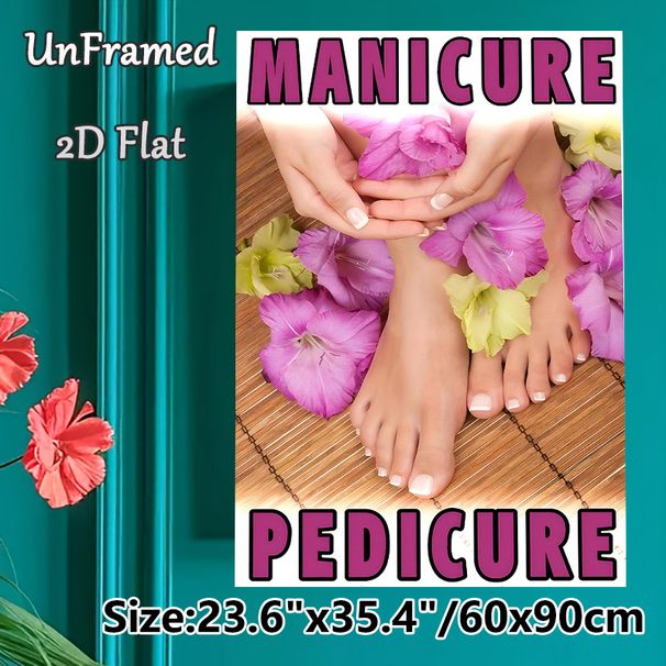 Manicure & Pedicure Painting Poster, Vibrant Floral-accented Manicure & Pedicure Scene Poster, Elegant Spa-style Decor Ideal For Beauty Salons, Spa_maomaolike.com