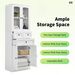 Tall Bathroom Storage Cabinet, Cabinet With Four Doors And Drawers, Adjustable Shelf, MDF Board_maomaolike.com