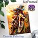 Motocross Themed Painting Poster, Vibrant Splash-art Style Sunlit Dirt Bike Rider Poster, Dynamic Energetic Decor Ideal For Garage, Living Room, Man_maomaolike.com