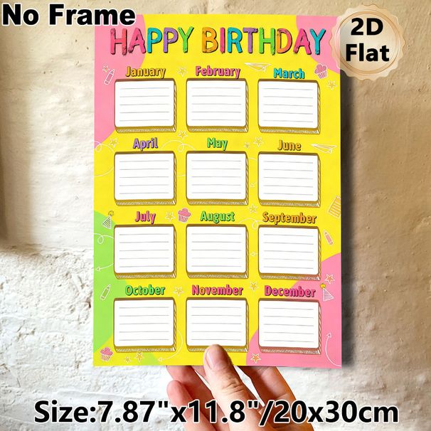 Birthday Tracker Painting Poster, Vibrant Hand-drawn Style Poster, Practical Monthly Birthday Record Display, Suitable For Office, Lounge And Party_maomaolike.com