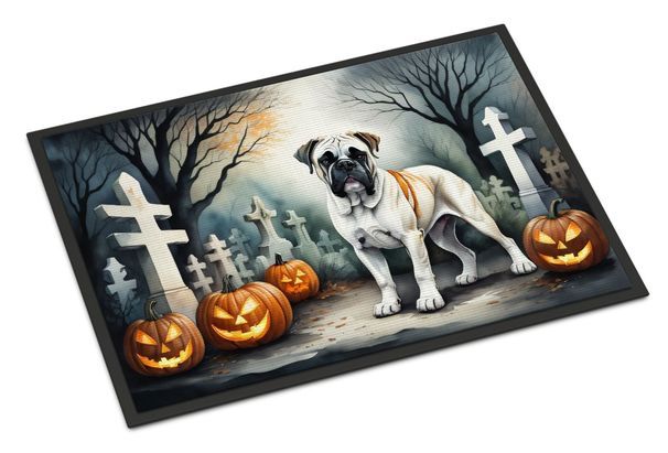 Boxer Spooky Halloween Doormat Front Door Mat Indoor Outdoor Rugs For Entryway, Non Slip Washable Low Pile, 24H X 36W_maomaolike.com