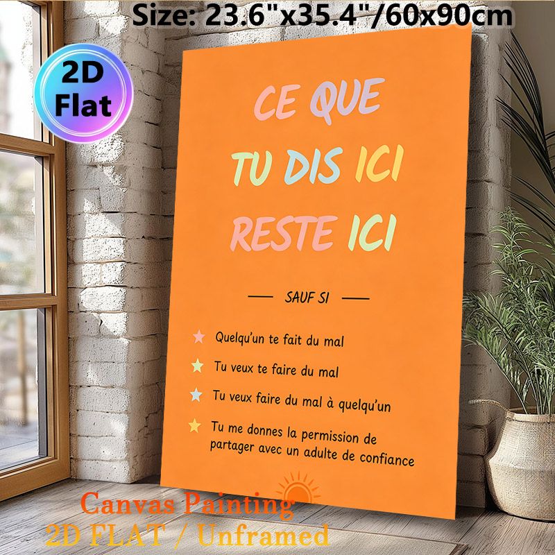 French Confidentiality Rule Painting Poster, Warm-toned Typographic Poster With Colorful Text & Stars, Clear Privacy Guideline Reminder, Ideal For_maomaolike.com