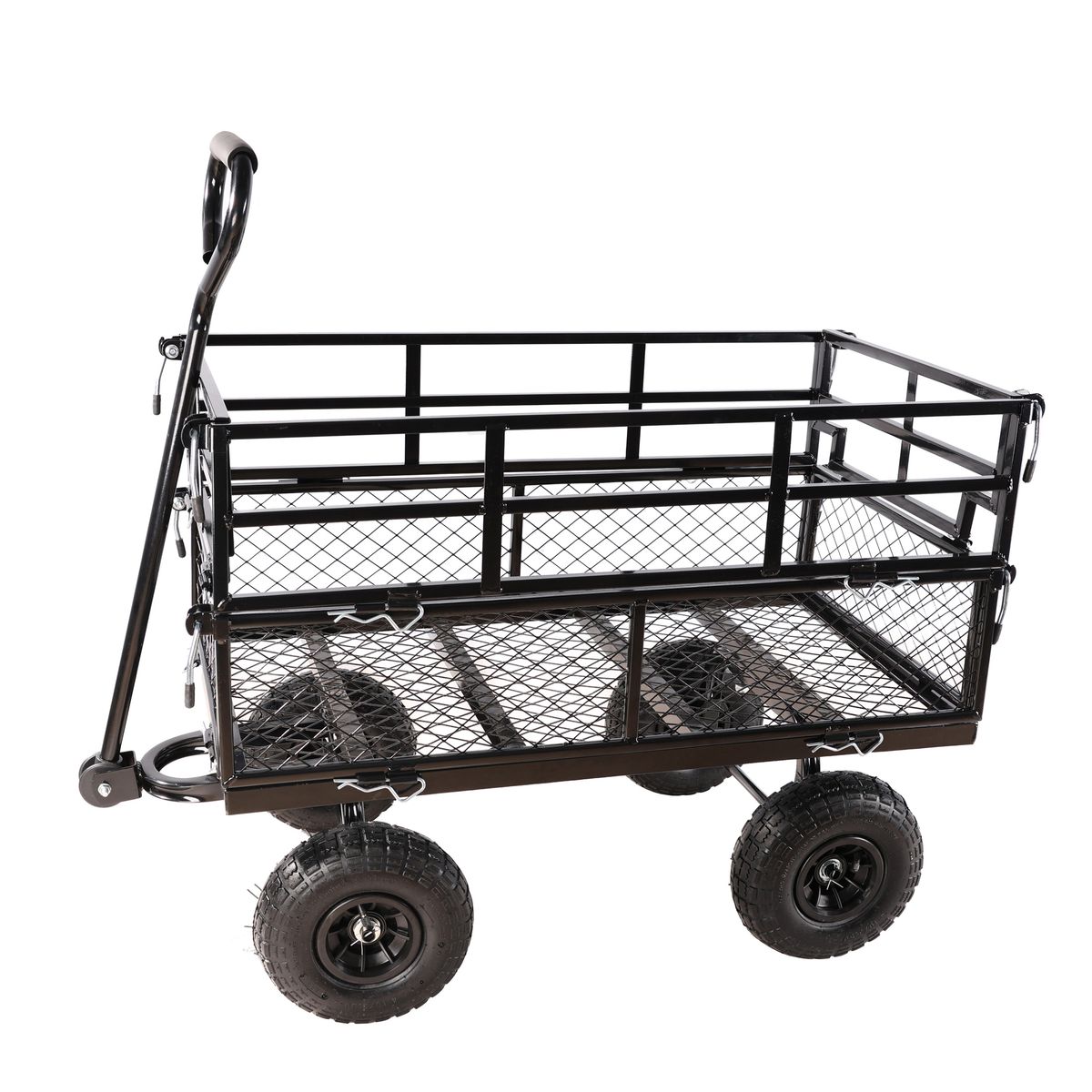 (Black Double Fence Utility Cart) Wagon Cart Garden Cart Trucks Make It Easier To Transport Firewood_maomaolike.com