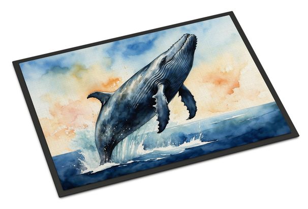 Humpback Whale Breaching Doormat Front Door Mat Indoor Outdoor Rugs For Entryway, Non Slip Washable Low Pile, 24H X 36W_maomaolike.com