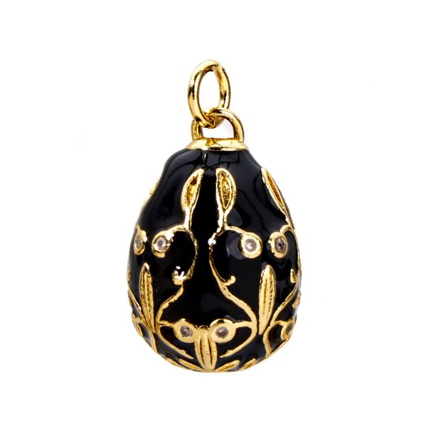 1 Piece Brass Easter Day Charms For Jewelry Making Faberge Egg Flower Vine Enamel Clear Cubic Zirconia Pendant DIY 28mm_maomaolike.com