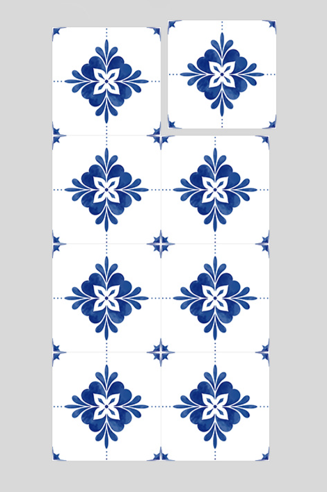 Blue Patterned Imitation Tile For Home Bathroom Decoration, Self-adhesive PVC Waterproof Floor St, Frosted Wall_maomaolike.com