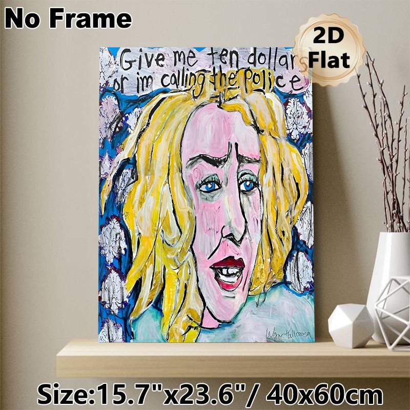 Quirky Portrait Painting Poster, Bold Expressive Hand-painted Blonde Figure With Witty Slogan Poster, Playful Eye-catching Decor Suitable For Living_maomaolike.com