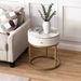 Modern Nightstand With Drawer, Marble Round End Table With Storage, Side Table For Living Room&Bedroom_maomaolike.com