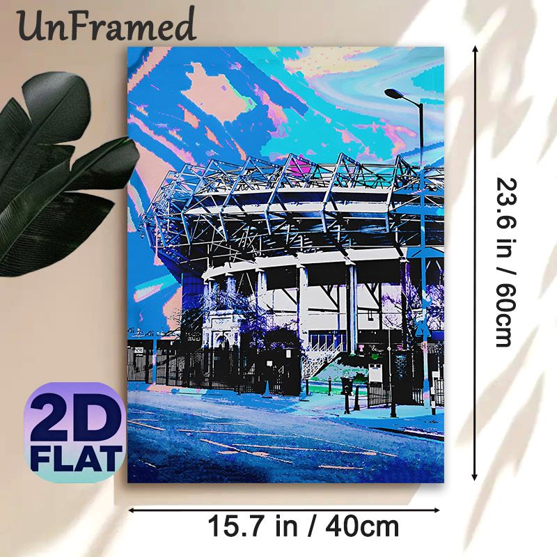 Stadium Themed Painting Poster, Vibrant Pop Art Style Stadium Exterior Poster, Stylized Colorful Sports Venue Decor Ideal For Sports Room, Living Room_maomaolike.com