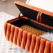 Oval Storage Bench With Gold Legs,Velvet Fabric ,Woven,Upholstered Ottoman Storage Benches For Bedroom End Of Bed,Sherpa Fabric Bench For Living Room,Dining Room,Entryway,Bed Side,Orange,5 Colors_maomaolike.com