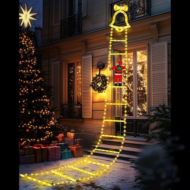 11 Ft Santa Claus Ladder Lights, Christmas Lights, Outdoor Ladder Lights_maomaolike.com