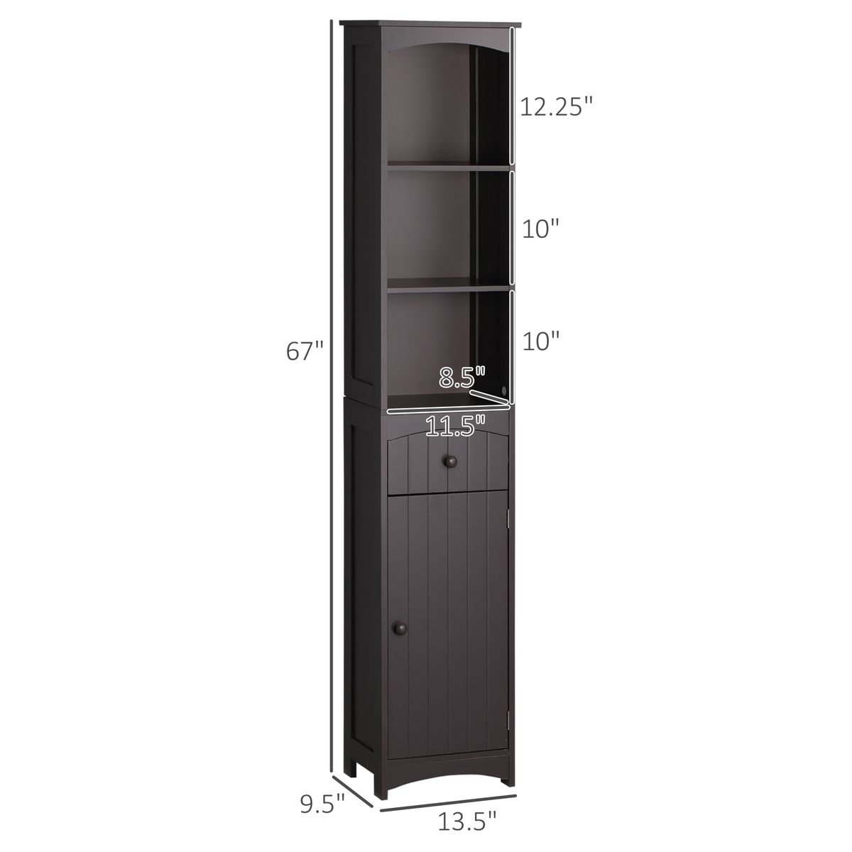 Bathroom Storage Cabinet, Free Standing Bathroom Storage Unit, Tall Linen Tower With 3-Tier Shelves And Drawer, Brown_maomaolike.com