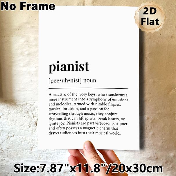 Pianist Definition Painting Poster, Minimalist Typographic Word Art Poster, Inspirational Music-themed Decor Suitable For Home Studio, Living Room And_maomaolike.com