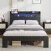 Bed Frame Full Size, Wood Platform Bed Frame With Storage LED Light Headboard And 2 USB , Noise Free,No Box Spring Needed And Easy Assembly Tool,Large Under Bed Storage,Black_maomaolike.com