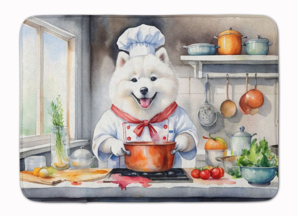 Samoyed The Chef Memory Foam Kitchen Mat Machine Washable Anti-Fatigue Mat Cushion Comfort Bath Mat Or Kitchen Rug_maomaolike.com