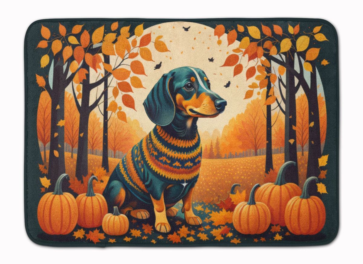 Dachshund Fall Memory Foam Kitchen Mat Machine Washable Anti-Fatigue Mat Cushion Comfort Bath Mat Or Kitchen Rug_maomaolike.com