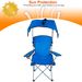 Foldable Beach Canopy Chair Sun Protection Camping Lawn Canopy Chair 330LBS Load Folding Seat W/ Cup Holder For Beach Poolside Travel Picnic_maomaolike.com