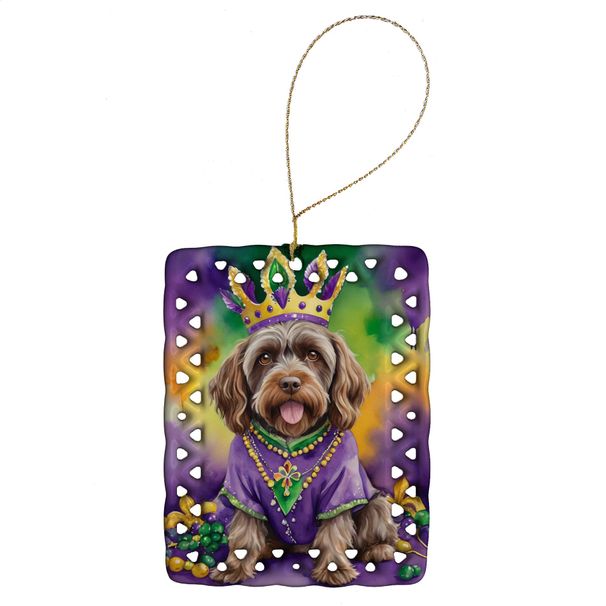 Wirehaired Pointing Griffon King Of Mardi Gras Porcelain Ornament Christmas Tree Hanging Decorations For Home Christmas Holiday, Rectangle, Gift, Multicolor_maomaolike.com