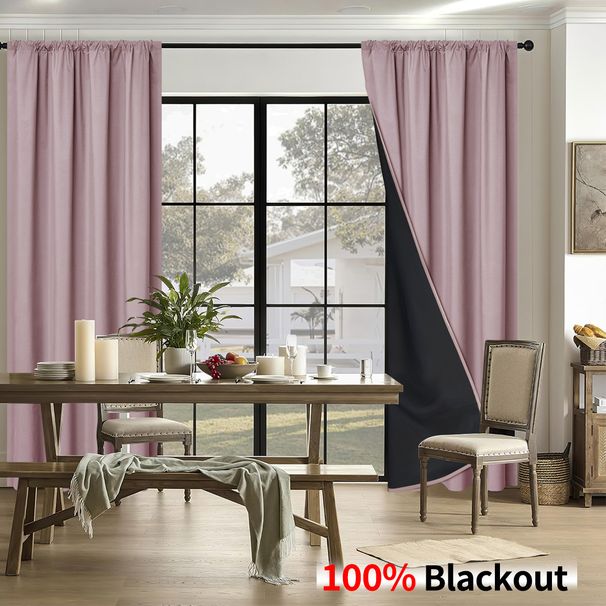 Rod-mounted, Fully Blackout Curtains For The Living Room, Sun-blocking._maomaolike.com