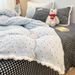 Wholesale Korean Style Color-Block Pom-Pom Lace Milk Velvet Autumn Winter Double-Sided Warm Coral Fleece Four-Piece Set_maomaolike.com