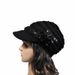 Hot Sale Womens Cable Visor with Flower Accent women Knit Beret Baggy Beanie Cap Hat_maomaolike.com