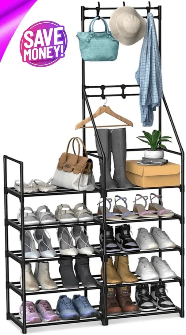 5-Tier Shoe Rack Shoe Storage Organizer, Freestanding Coat And Shoe Rack, 25-30 Pairs Shoe Shelf For Entryway Closet_maomaolike.com