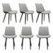 Light Grey & Dark Grey PU Leather Dining Chair With Metal Legs, Wave Pattern Upholstered Armless Chair Set Of 6 For Kitchen, Restaurant, Living, Meeting Room_maomaolike.com