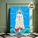 Our Lady Of The Sea Painting Poster, Vibrant Graphic Style Poster, Serene Religious Artwork Featuring Crowned Virgin With Rosary Standing On Waves_maomaolike.com