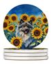Keeshond In Sunflowers Large Sandstone Coasters Pack Of 4 Absorbent Round Coasters Decor Gifts For Men Or Women, 4 In, Multicolor_maomaolike.com