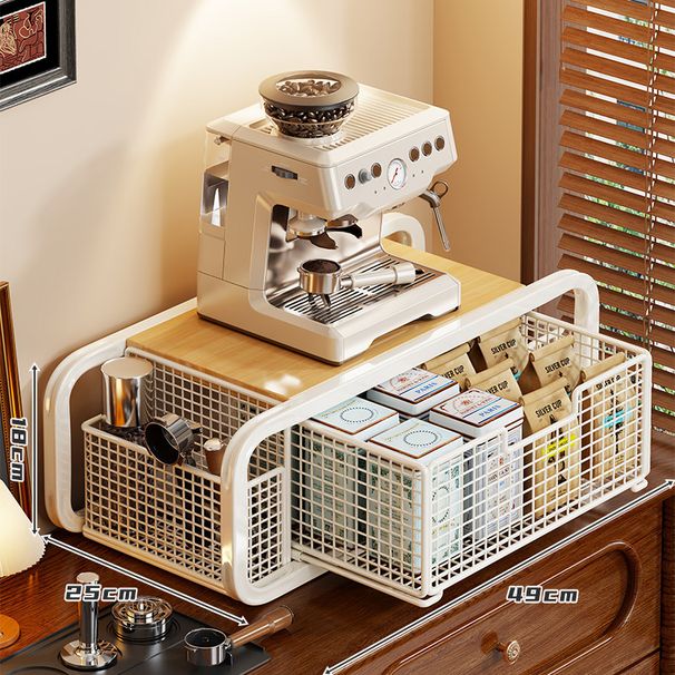 Kitchen Coffee Machine With Elevated Countertop, Multifunctional Water Cup, Bowl, Dish, Tray, Pull-out Storage Rack, Tea Bag Storage Rack_maomaolike.com