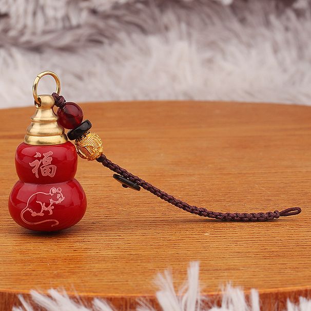 Twelve Zodiac Gourd Pendant Empty Bottle Can Be Filled With Cinnabar Fortune Car Keychain Hanging Ornament Accessories Crafts_maomaolike.com