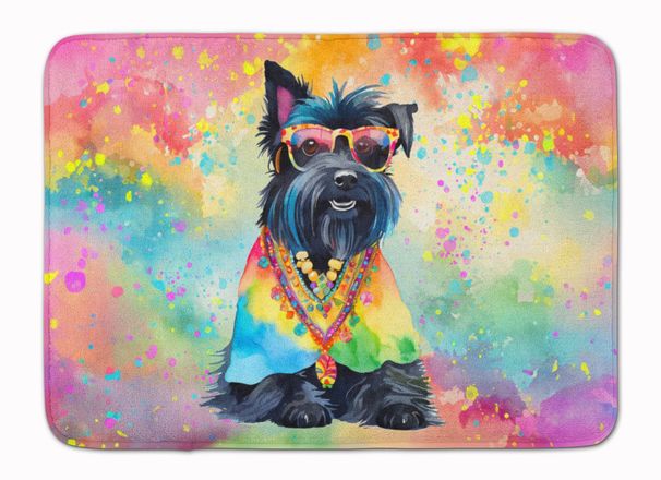 Scottish Terrier Hippie Dawg Memory Foam Kitchen Mat Machine Washable Anti-Fatigue Mat Cushion Comfort Bath Mat Or Kitchen Rug_maomaolike.com