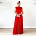 Women's fashion wide leg pants solid color high collar sleeveless waist jumpsuit_maomaolike.com