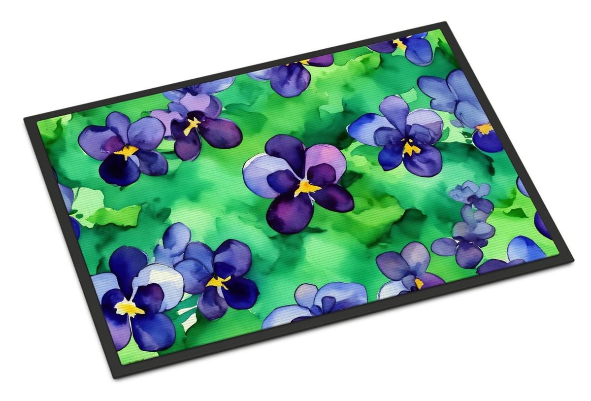 Wisconsin Wood Violets In Watercolor Doormat Front Door Mat Indoor Outdoor Rugs For Entryway, Non Slip Washable Low Pile, 24H X 36W_maomaolike.com