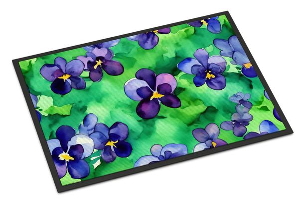 Wisconsin Wood Violets In Watercolor Doormat Front Door Mat Indoor Outdoor Rugs For Entryway, Non Slip Washable Low Pile, 24H X 36W_maomaolike.com
