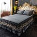 Winter Thickened Milk Skirt Three-Piece Set Quilted Cover Single Coral Fleece French Crystal Velvet Bed Sheet_maomaolike.com