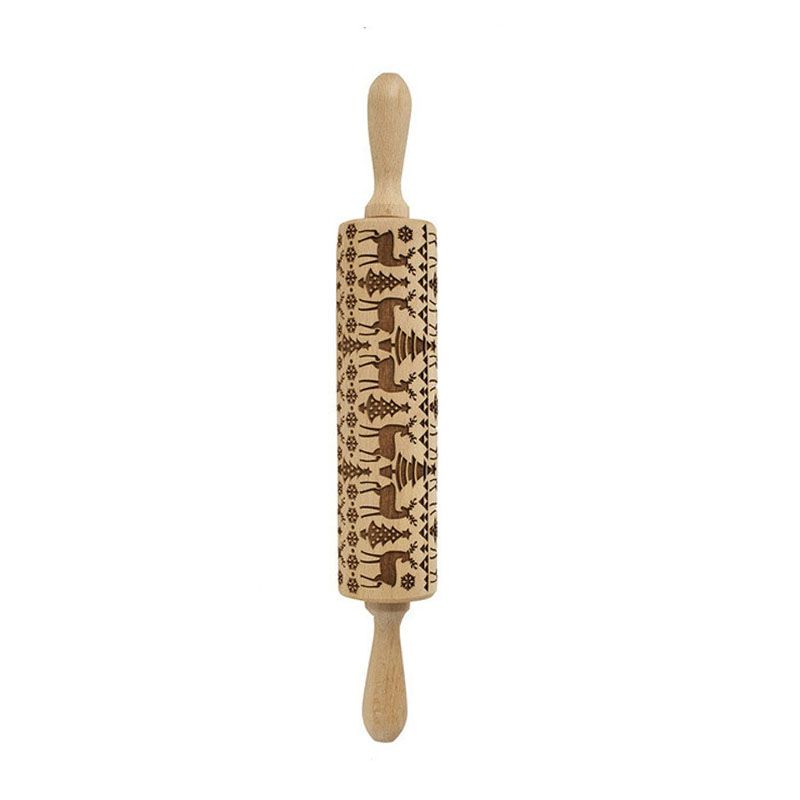 Baking Cookies Fondant Cake Dough Engraved Roller Rolling Pin_maomaolike.com