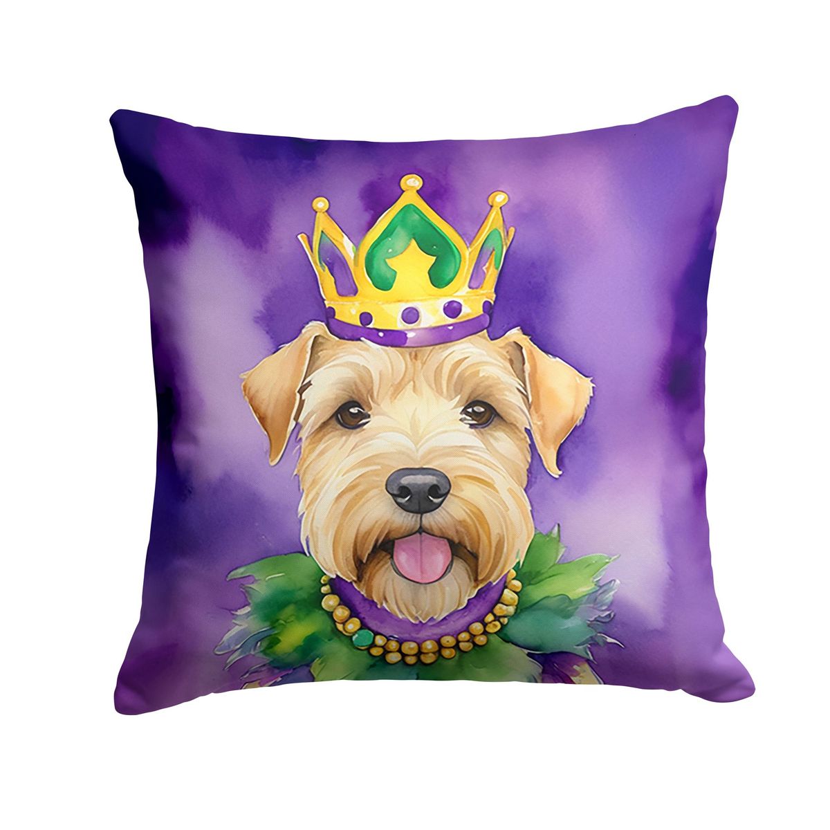 Wheaten Terrier King Of Mardi Gras Throw Pillow Machine Washable, Indoor Outdoor Decorative Pillow For Couch, Bed Or Patio, 18Hx18W_maomaolike.com