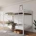 Metal Bunk Bed Twin Over Twin, Low Profile Bunk Bed Frame WithBuilt-in Ladder, High Guardrail And Metal Slats, Space-Saving Twin Size Bed Frame For Kids Teens, No Box Spring Required, White_maomaolike.com