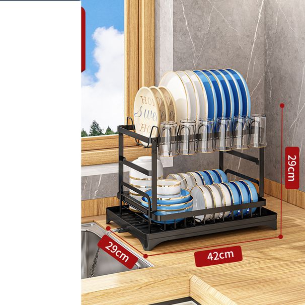 Installation-free Kitchen Dish Rack Double-layer Dish Rack Bowl and Dish Storage Rack Household Bowl and Chopsticks Storage Rack_maomaolike.com