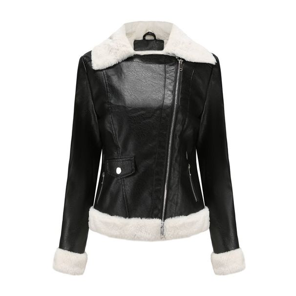 New Suede women's long-sleeved warm lapel jacket European and n commuter casual jacket_maomaolike.com