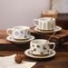 Retro Cup Latte Latte Cup Minimalist Floral Milk Tea Cup Japanese Ceramic Cup Plate_maomaolike.com