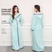 Winter Fleece Bathrobe For Women & Couples - Ultra Soft Coral Fleece Long Sleeve Hooded Bathrobe Thick & Absorbent Loungewear For Home & Spa_maomaolike.com