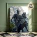 Ancient Warrior On Horseback Painting Poster, Vintage-toned Realistic Bronze Statue Style Poster, Historical Warrior Design Brings Classic Vibe For_maomaolike.com