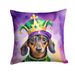 Dachshund King Of Mardi Gras Throw Pillow Machine Washable, Indoor Outdoor Decorative Pillow For Couch, Bed Or Patio, 14Hx14W_maomaolike.com
