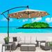 10 Ft Outdoor Patio Umbrella Solar Powered LED Lighted Sun Shade Market Waterproof 8 Ribs Umbrella With Crank And Cross Base For Garden Deck Backyard Pool Shade Outside Deck Swimming Pool_maomaolike.com