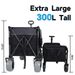 9" X 4" All-Terrain Balloon Wheels! 300L XL Heavy-Duty Folding Wagon Cart - 480lbs Capacity, Conquers Sand & Rough Terrain, W/Brakes, Pockets, Cup Holders, Black/Gray_maomaolike.com